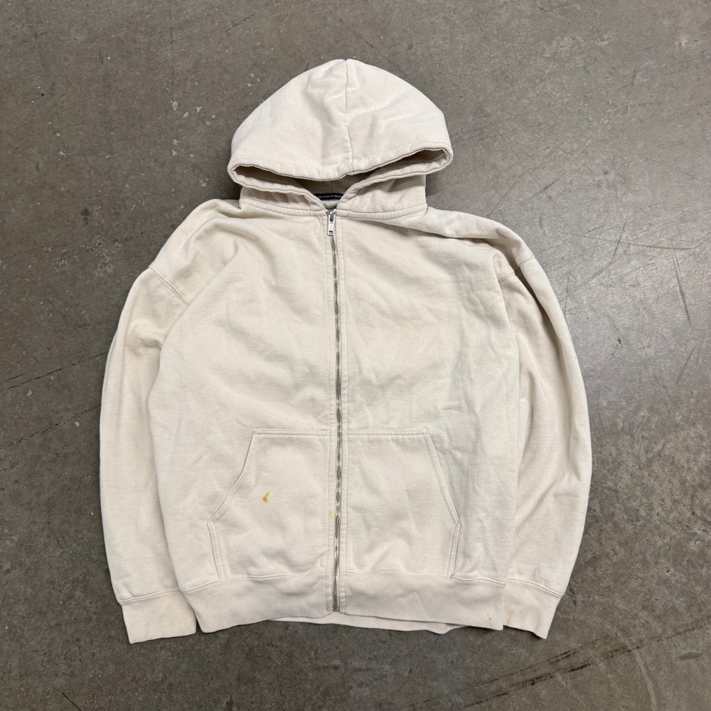 Brandy Melville Oversized Zip Up Hoodie‎ Cream Off White Fleece One Size 2128